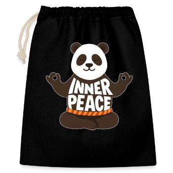 Panda Yoga Inner Peace Lotussitz Spruch - Geschenkbeutel aus Baumwolle (40 x 50 cm) - Schwarz - Vorne