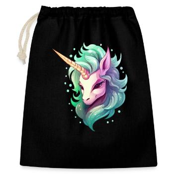 Unicorn head in rainbow hair - Gift Bag 40 x 50 cm - black - Front