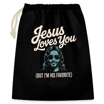 T-shirt préféré de Jesus Loves You - Sac cadeau 40 x 50 cm - noir - Devant