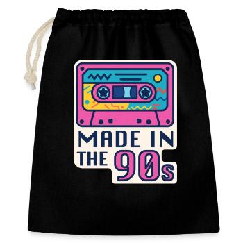 Kassette 90er Nostalgie Design - Geschenkbeutel aus Baumwolle (40 x 50 cm) - Schwarz - Vorne
