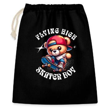 Ours en peluche skateur sur skateboard - Sac cadeau 40 x 50 cm - noir - Devant