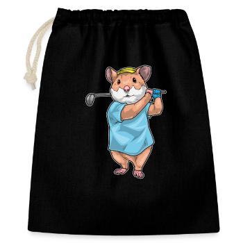 Hamster Golf Golfschläger - Geschenkbeutel aus Baumwolle (40 x 50 cm) - Schwarz - Vorne
