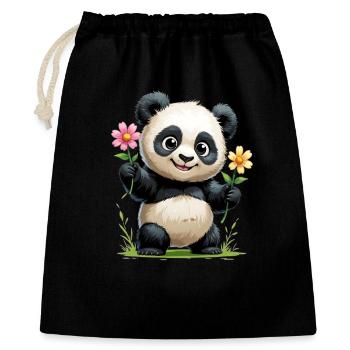 Panda Flower Greeting - Gift Bag 40 x 50 cm - black - Front