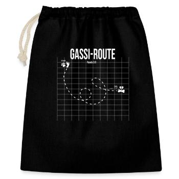 Gassi-Route fun Hunde Motiv mit Pfote & Knochen - Geschenkbeutel aus Baumwolle (40 x 50 cm) - Schwarz - Vorne