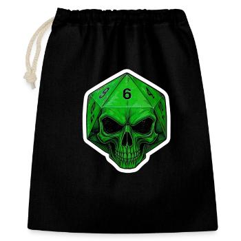 Mystischer W20 Würfel mit Totenkopf – Fantasy - Geschenkbeutel aus Baumwolle (40 x 50 cm) - Schwarz - Vorne