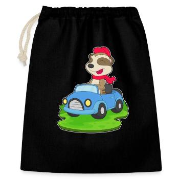 Erdmännchen Auto - Geschenkbeutel aus Baumwolle (40 x 50 cm) - Schwarz - Vorne