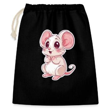 Maus - Geschenkbeutel aus Baumwolle (40 x 50 cm) - Schwarz - Vorne