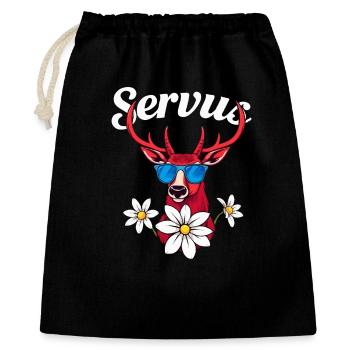 Alpen Hirsch Servus Hirschgeweih Tracht Oktober - Geschenkbeutel aus Baumwolle (40 x 50 cm) - Schwarz - Vorne