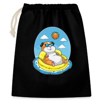 Hamster Schwimmen Schwimmring Sommer - Geschenkbeutel aus Baumwolle (40 x 50 cm) - Schwarz - Vorne