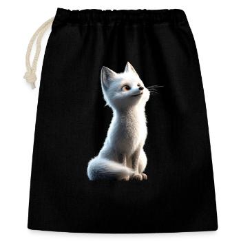 Polarfuchs Schneefuchs Eisfuchs Süßer Weißer Fuchs - Geschenkbeutel aus Baumwolle (40 x 50 cm) - Schwarz - Vorne