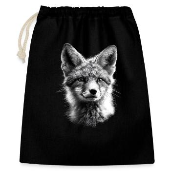 Polarfuchs Schneefuchs Eisfuchs Süßer Weißer Fuchs - Geschenkbeutel aus Baumwolle (40 x 50 cm) - Schwarz - Vorne