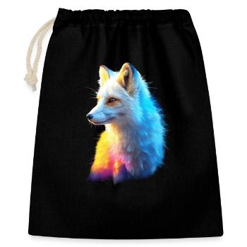Polarfuchs Schneefuchs Eisfuchs Süßer Weißer Fuchs - Geschenkbeutel aus Baumwolle (40 x 50 cm) - Schwarz - Vorne