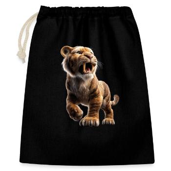 Saber-toothed tiger Smilodon Big cat Sabertooth tiger - Gift Bag 40 x 50 cm - black - Front