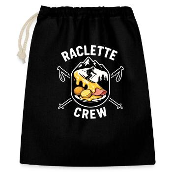 Raclette Crew – Bergkäse, Ski und Fondue - Geschenkbeutel aus Baumwolle (40 x 50 cm) - Schwarz - Vorne