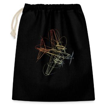 Retro Flugzeug Zeichnung - Geschenkbeutel aus Baumwolle (40 x 50 cm) - Schwarz - Vorne