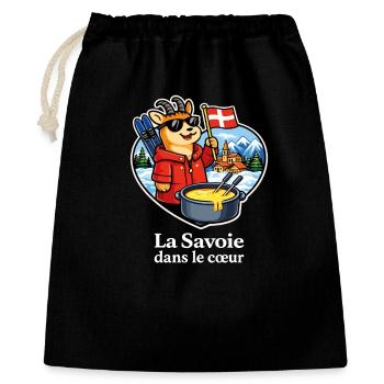 Savoie Fondue Alpen-Savoie im Herzen - Geschenkbeutel aus Baumwolle (40 x 50 cm) - Schwarz - Vorne