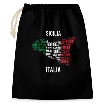 Design with map souvenir Sicily t-shirt - Gift Bag 40 x 50 cm - black - Front