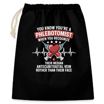 T-shirt à cœur de phlébotomiste - Sac cadeau 40 x 50 cm - noir - Devant