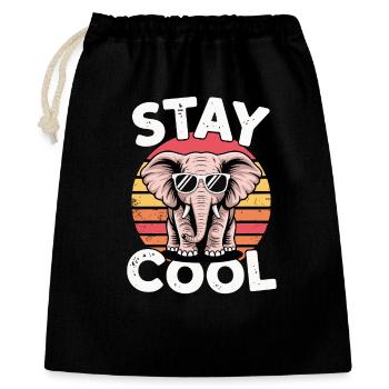 Stay Cool Elefant - Kinder Retro - Geschenkbeutel aus Baumwolle (40 x 50 cm) - Schwarz - Vorne