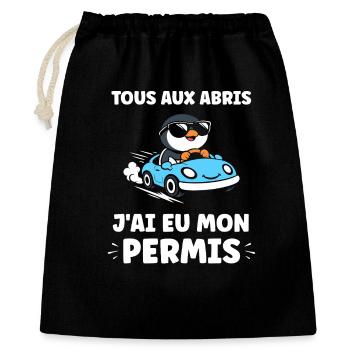Führerschein-Humor - Geschenkbeutel aus Baumwolle (40 x 50 cm) - Schwarz - Vorne