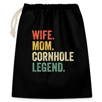 Ehefrau-Mama Cornhole-Legende - Geschenkbeutel aus Baumwolle (40 x 50 cm) - Schwarz - Vorne