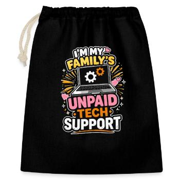 Unbezahlte Tech-Unterstützung – Familienhumor - Geschenkbeutel aus Baumwolle (40 x 50 cm) - Schwarz - Vorne