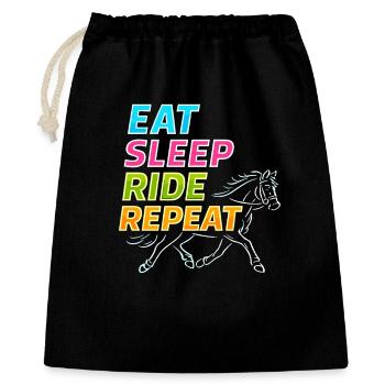 Mange, dors, monte, cheval répète, sport équestre - Sac cadeau 40 x 50 cm - noir - Devant