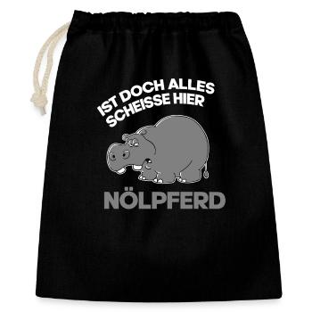 Pessimist Spruch Nörgler Lustiges Nilpferd - Geschenkbeutel aus Baumwolle (40 x 50 cm) - Schwarz - Vorne
