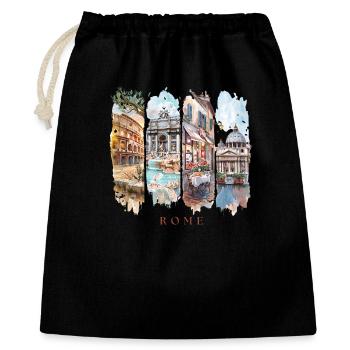Voyage de vacances à Rome – Italie ville et motif culturel - Sac cadeau 40 x 50 cm - noir - Devant
