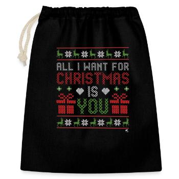 Illustration de point de croix de Noël avec inscription - Sac cadeau 40 x 50 cm - noir - Devant