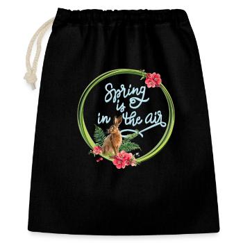 Illustration de lièvres et de cerisiers avec inscription - Sac cadeau 40 x 50 cm - noir - Devant