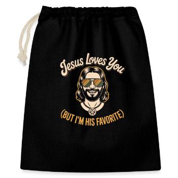 Jésus t’aime mais je suis son préféré - Sac cadeau 40 x 50 cm - noir - Devant