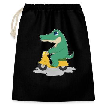 Krokodil Motorroller - Geschenkbeutel aus Baumwolle (40 x 50 cm) - Schwarz - Vorne