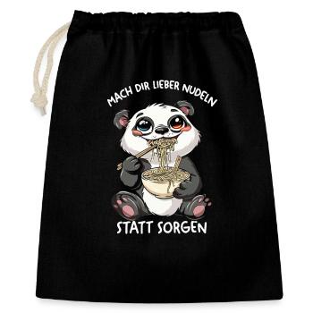 Panda Nudeln: Sorgen Adé - Geschenkbeutel aus Baumwolle (40 x 50 cm) - Schwarz - Vorne