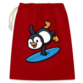 Cooler Pinguin Surfer Sommer Pool Strand Outfit - Geschenkbeutel aus Baumwolle (40 x 50 cm) - Rot - Vorne
