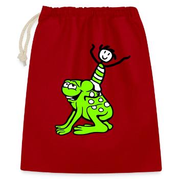 2 Freunde Frosch Junge Reiten Team Kröte Lustig - Geschenkbeutel aus Baumwolle (40 x 50 cm) - Rot - Vorne