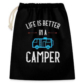 La vie est meilleure en camping-car - Sac cadeau 40 x 50 cm - noir - Devant