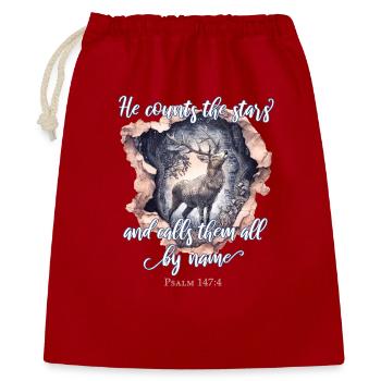 Christliches Zitat Sterne Hirsch - Geschenkbeutel aus Baumwolle (40 x 50 cm) - Rot - Vorne