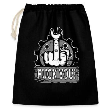 Mittelfinger Stinkerfinger Mechaniker Fuck You - Geschenkbeutel aus Baumwolle (40 x 50 cm) - Schwarz - Vorne