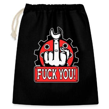 Provokantes Mittelfinger Statement - Geschenkbeutel aus Baumwolle (40 x 50 cm) - Schwarz - Vorne