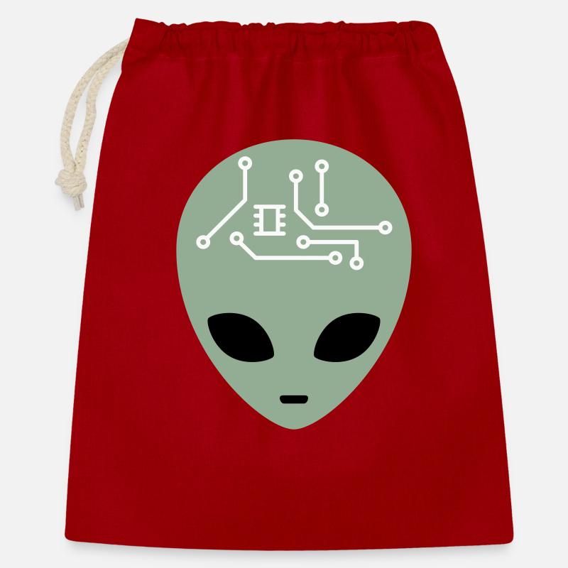 Alien Head avec circuits (trois couleurs) - Sac cadeau 40 x 50 cm - rouge