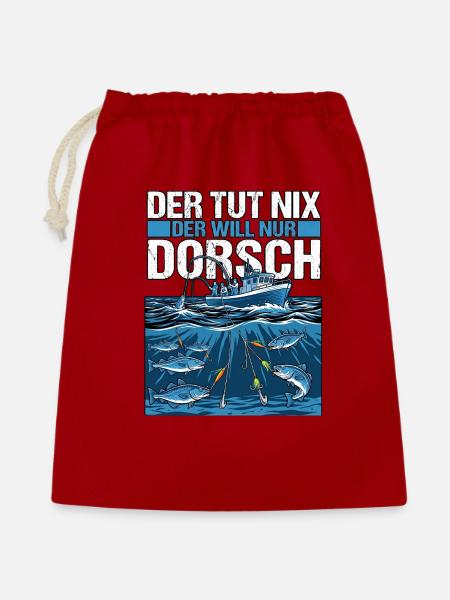 Der Will Dorsch Angeln - Geschenkbeutel aus Baumwolle (40 x 50 cm) - Rot