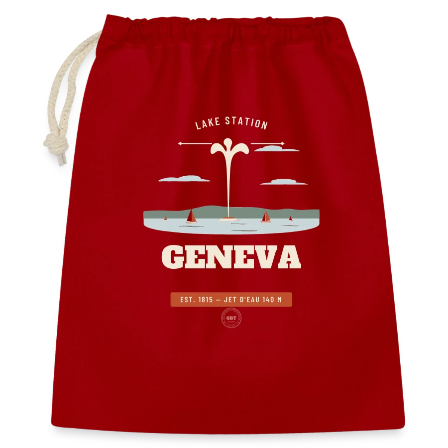 Geneva badge on a gift bag 40 x 50 cm, red