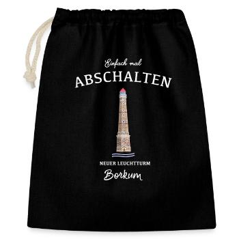 Borkum, Neuer Leuchtturm - Geschenkbeutel aus Baumwolle (40 x 50 cm) - Schwarz - Vorne