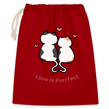 Love Is Purrfect – Süßes Katzenpaar - Geschenkbeutel aus Baumwolle (40 x 50 cm) - Rot - Vorne