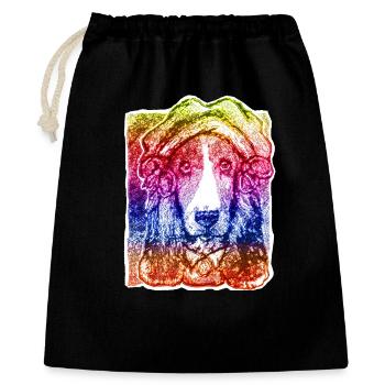 Dame de chien avec capot (arc-en-ciel) - Sac cadeau 40 x 50 cm - noir - Devant
