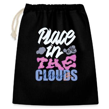 Platz in den Wolken – bunte Schriftkunst - Geschenkbeutel aus Baumwolle (40 x 50 cm) - Schwarz - Vorne