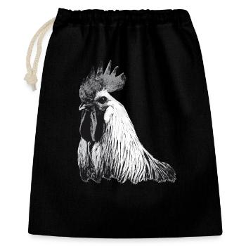 Fans de poulet - Coq - Coq - Poulet fleur - Bio - Sac cadeau 40 x 50 cm - noir - Devant