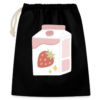 Strawberry Milk Box Illustration - Gift Bag 40 x 50 cm - black - Front