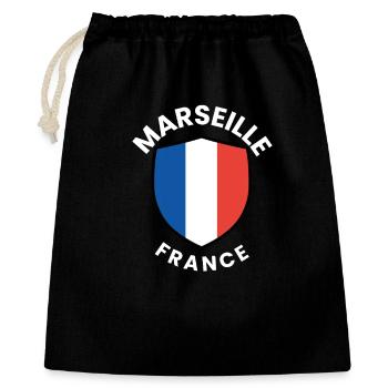 Marseille France Crest Tee - Geschenkbeutel aus Baumwolle (40 x 50 cm) - Schwarz - Vorne